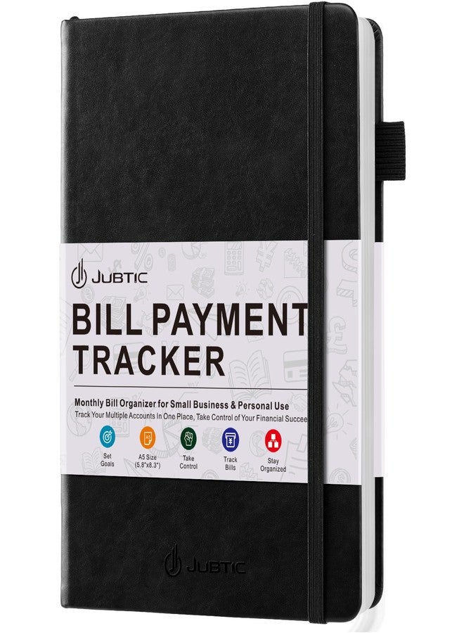 JUBTIC Bill Tracker Notebook, Bill Payment Tracker Monthly Organizer&Bill Book for Budgeting Financial,Monthly Bill Planner Expense &Payments Checklist Organizer-8.3"x5.8",Black - Image 1