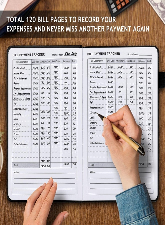 JUBTIC Bill Tracker Notebook, Bill Payment Tracker Monthly Organizer&Bill Book for Budgeting Financial,Monthly Bill Planner Expense &Payments Checklist Organizer-8.3"x5.8",Black - Image 4