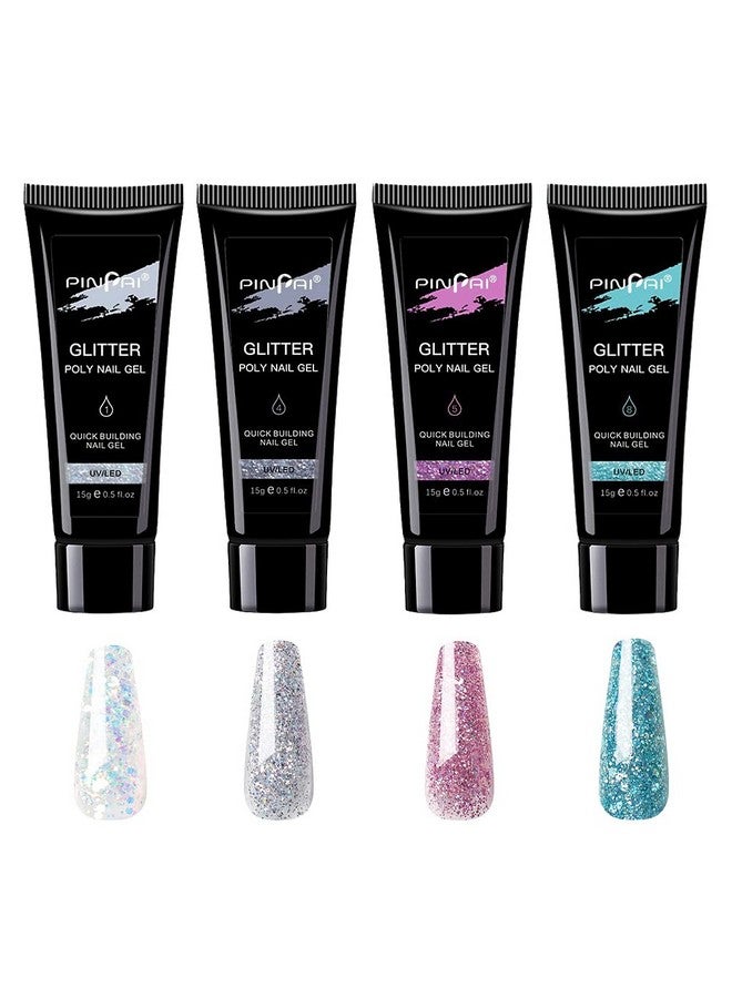 Pinpai Glitter Poly Nail Gel 4 Tubes 15Ml Each Multicolour - Image 1
