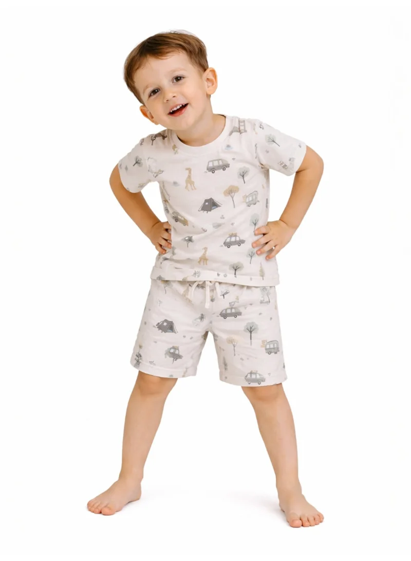 victor and jane Infant Boys Animal Print Cotton Pajama Set – Soft T-Shirt & Shorts Nightwear