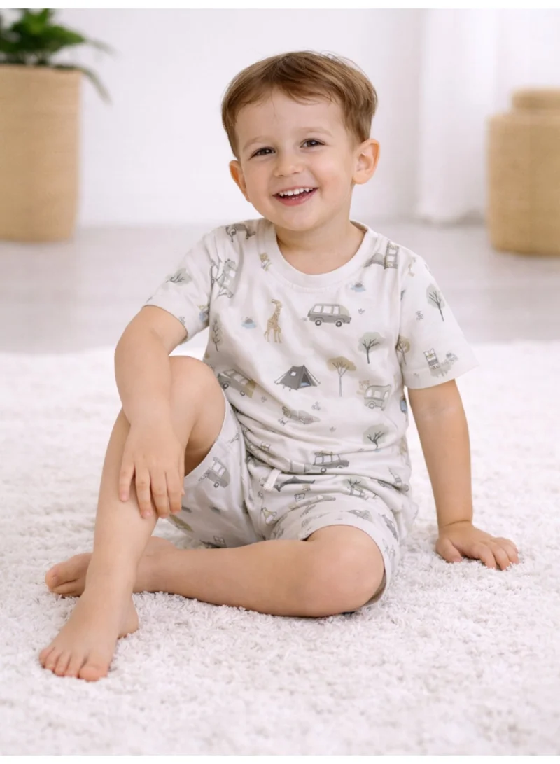 Victor And Jane  Infant Boys Animal Print Cotton Pajama Set – Soft T-Shirt & Shorts Nightwear for Men | Best Price UAE