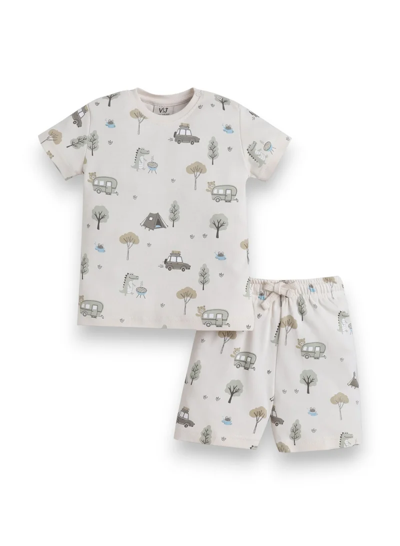 Victor And Jane  Infant Boys Animal Print Cotton Pajama Set – Soft T-Shirt & Shorts Nightwear for Men | Best Price UAE