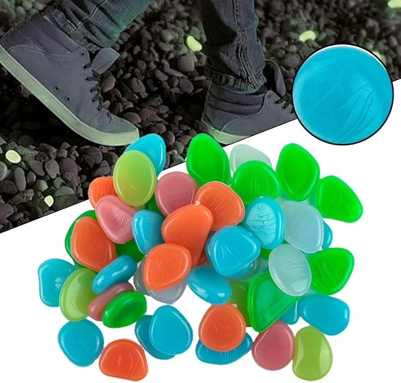Glow In The Dark Pebbles 50PCS Luminous Stones For Outdoor Pathway Garden Mix Color - Image 3