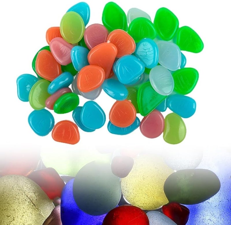 Glow In The Dark Pebbles 50PCS Luminous Stones For Outdoor Pathway Garden Mix Color - Image 2