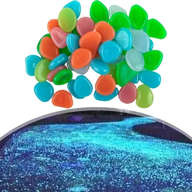 Glow In The Dark Pebbles 50PCS Luminous Stones For Outdoor Pathway Garden Mix Color - Image 4