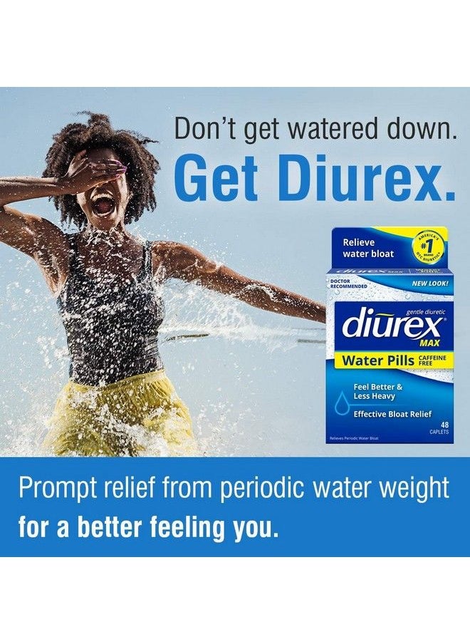 Diurex - Max Maximum Strength Caffeine Free Diuretic Water Pills Feel Better And Less Heavy 48 Count (Pack Of 1) - Image 1