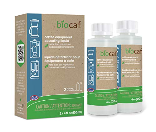 Full Circle Urnex Biocaf Coffee and Espresso Descaling Solution 4 Ounce (2 Single Use Bottles) Safe to use with Keurig, Delonghi, Nespresso, Ninja, Hamilton Beach, Mr Coffee, Braun - Image 1