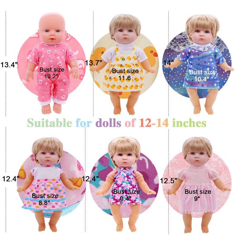 Digabi Girl Doll Clothes and Accessories 12 Sets Doll Clothes for 12 Inch Dolls Alive-Baby Doll Clothes Dress Pajamas Swimsuits Lovely Baby Doll Outfits Accessories for Christmas Birthday for Little Girl - Image 4