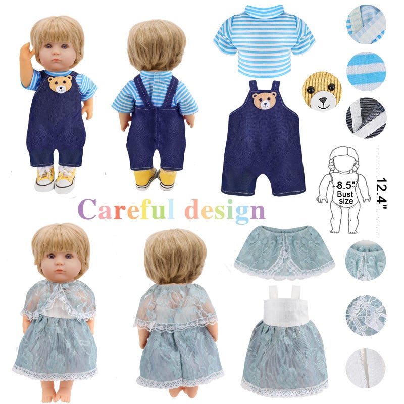 Digabi Girl Doll Clothes and Accessories 12 Sets Doll Clothes for 12 Inch Dolls Alive-Baby Doll Clothes Dress Pajamas Swimsuits Lovely Baby Doll Outfits Accessories for Christmas Birthday for Little Girl - Image 5