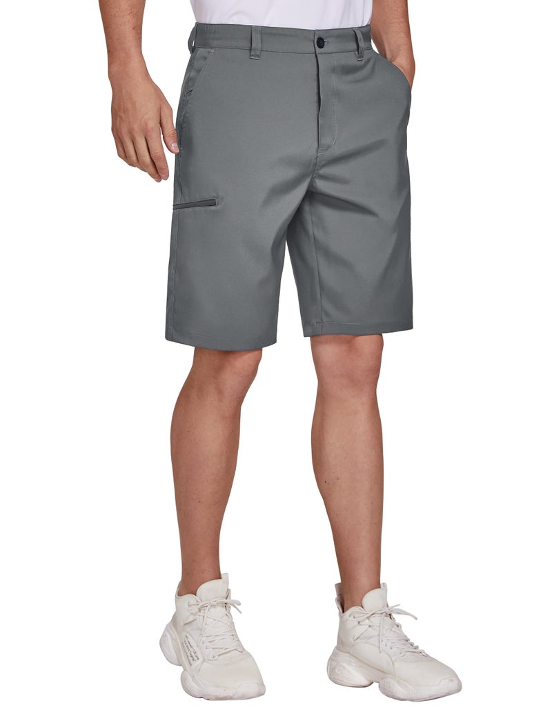 PULI Men's Summer Beach Shorts Lightweight Golf Dress Casual Shorts with Pocket Dark Grey 38 - Image 2
