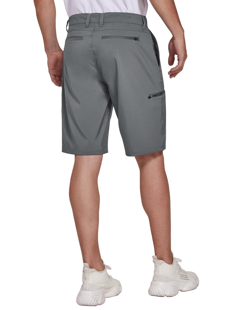 PULI Men's Summer Beach Shorts Lightweight Golf Dress Casual Shorts with Pocket Dark Grey 38 - Image 3