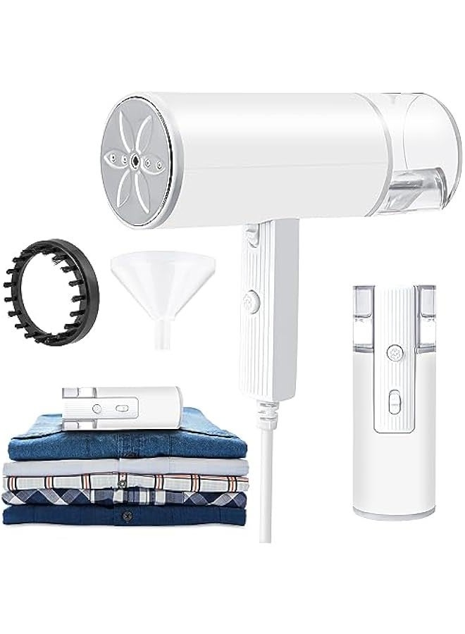 بيوينتي جهاز كي بالبخار محمول للملابس والسفر مع خزان مياه سعة 145 مل قابل للطي ومحمول باليد بتسخين سريع خلال 16 ثانية، جهاز كي بالبخار للقماش مع فرشاة وقمع للمنزل والمكتب والسفر من سوبيكاتي - Image 1