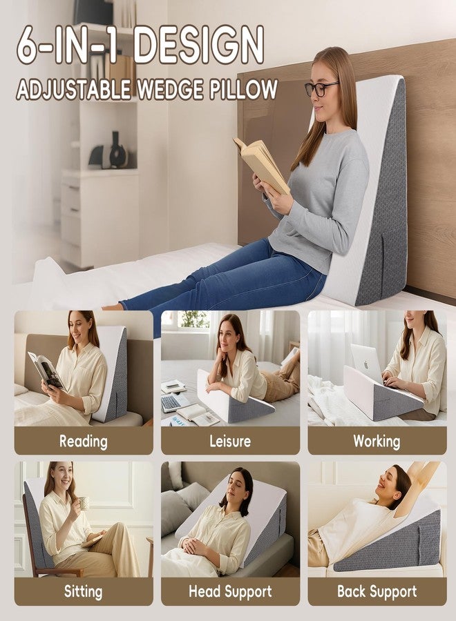 TBXONMOW Wedge Pillow for Sleep Apnea Bed Wedge Pillow Headboard Set for After Surgery,Sleeping,Gerd Acid Reflux Relief,Back Pain Relief Triangle Pillow for Adult,Neck Pain,Anti Snoring,Back Support - Image 3