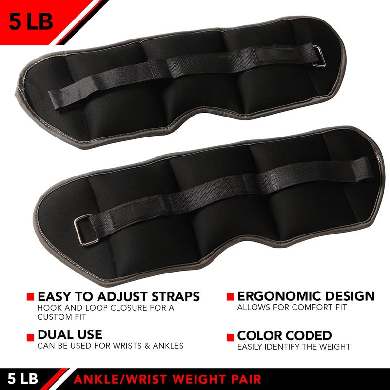 JFIT Ankle Weight Pair 5.0 LBS, Set of 2 with Adjustable Velcro Straps - Breathable, Moisture Absorbent Weight Straps for Men and Women - Comfortable Ankle, Wrist Weights - Image 3