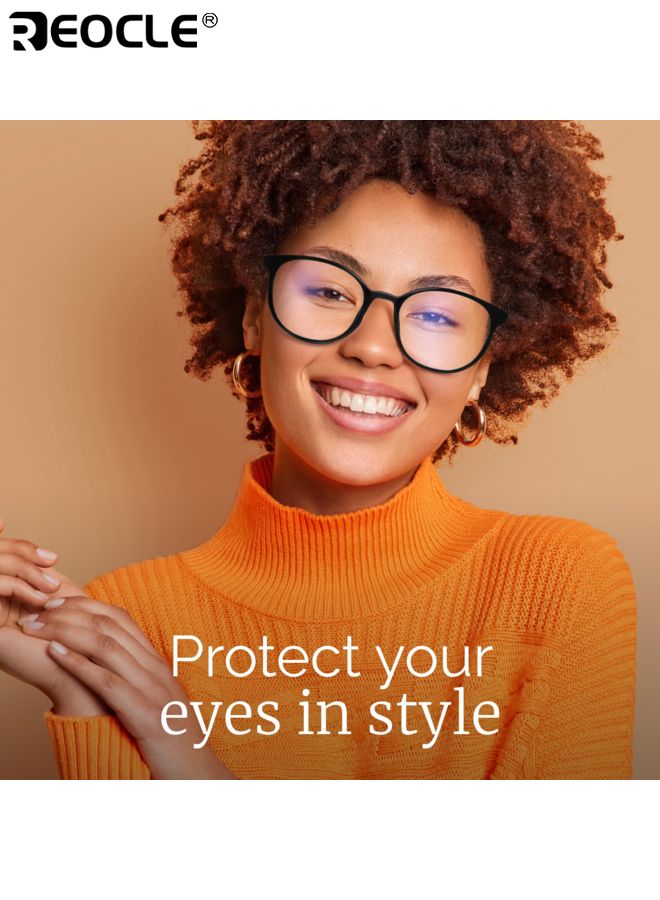 ريوكل نظارات حجب الضوء الأزرق للسيدات بتصميم إطار دائري وعدسات غير طبية لمكافحة إرهاق العينين مع وضوح عالي للاستخدام أمام الشاشة - Image 4