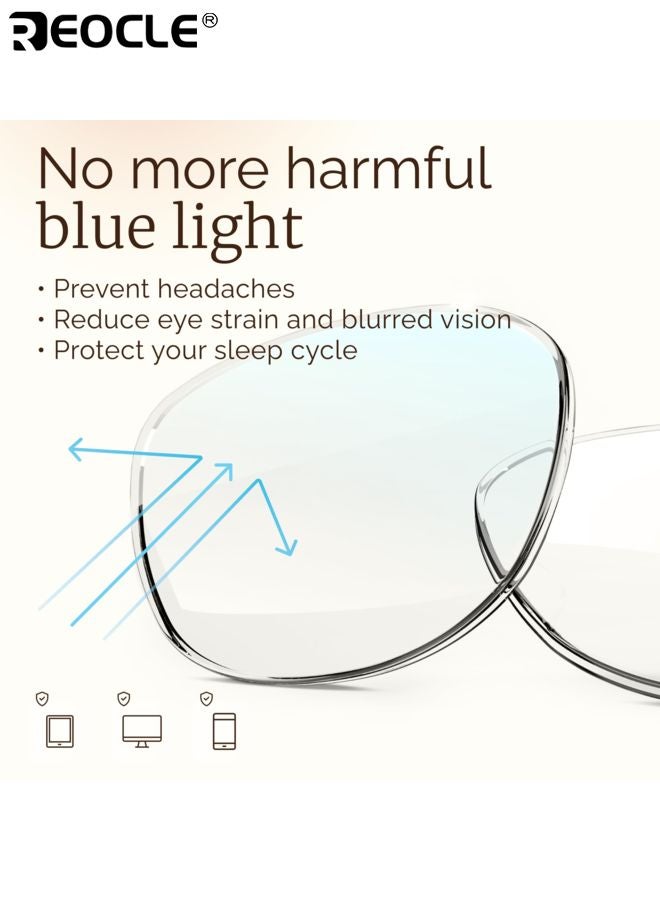 ريوكل نظارات حجب الضوء الأزرق للسيدات بتصميم إطار دائري وعدسات غير طبية لمكافحة إرهاق العينين مع وضوح عالي للاستخدام أمام الشاشة - Image 5