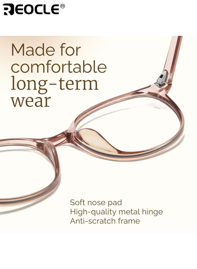 ريوكل نظارات حجب الضوء الأزرق للسيدات بتصميم إطار دائري وعدسات غير طبية لمكافحة إرهاق العينين مع وضوح عالي للاستخدام أمام الشاشة - Image 3