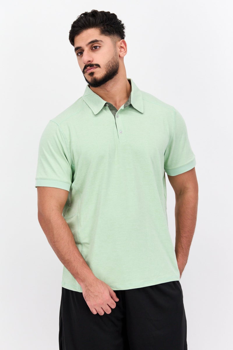 MOTION Men Sportswear Fit Short Sleeve Tennis Polo Shirt, Light Sage Green - Image 1