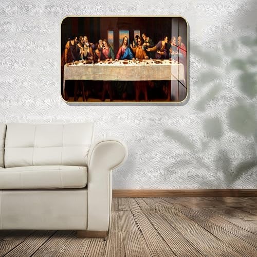 Masstone Premium Crystal Lord Jesus Last Super High Glossy Surface with Golden Slim Frame, 45x30 cm – Wall Art for Living Room, Bedroom, and Office Décor - Image 3