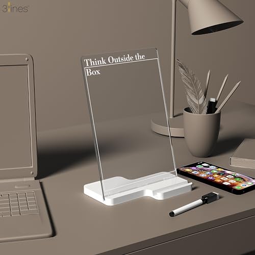 3 Lines Clarity+ 'Think Outside the Box' Acrylic Board for Desk (24x16 CM)| Best Planner & Organiser | White Acrylic Base With Slot for Phone| With 2 Markers & Cleaning Fabric |Regular Size - Image 5