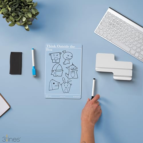 3 Lines Clarity+ 'Think Outside the Box' Acrylic Board for Desk (24x16 CM)| Best Planner & Organiser | White Acrylic Base With Slot for Phone| With 2 Markers & Cleaning Fabric |Regular Size - Image 2