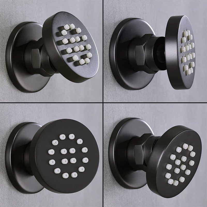 orhemus Solid Brass Body Spray Shower Jet - Round Massage Side Sprayer Spa System Shower Set Adjustable Wall Mounted Matte Black Finish - Image 3