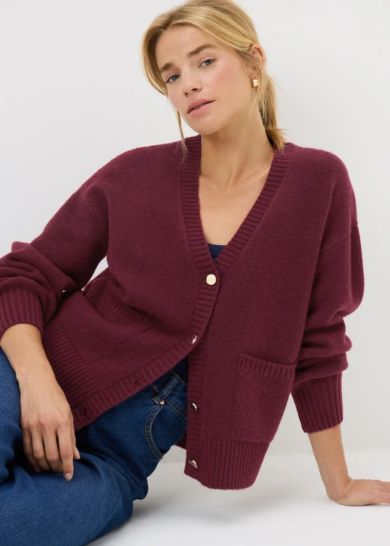 ماتلان Burgundy Button Cardigan