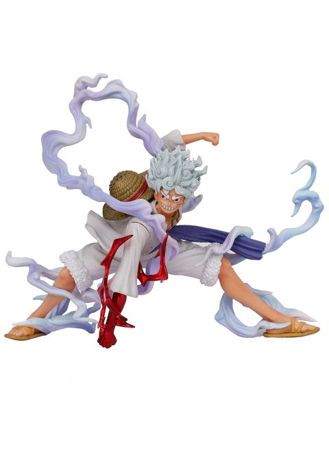 Blue Halo Monkey D Luffy Gear 5 Action Figure Height -16cm Multi-color PVC Collectible |Luffy Ground Punch