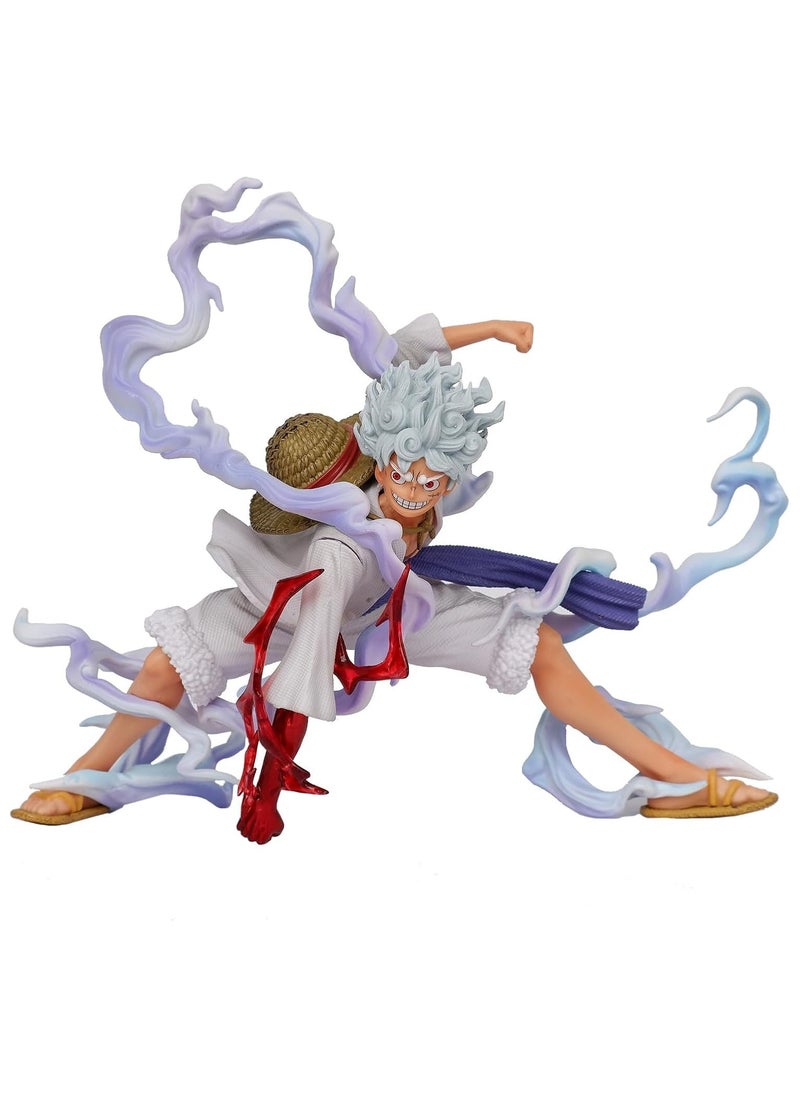 Blue Halo Monkey D Luffy Gear 5 Action Figure Height -16cm Multi-color PVC Collectible |Luffy Ground Punch