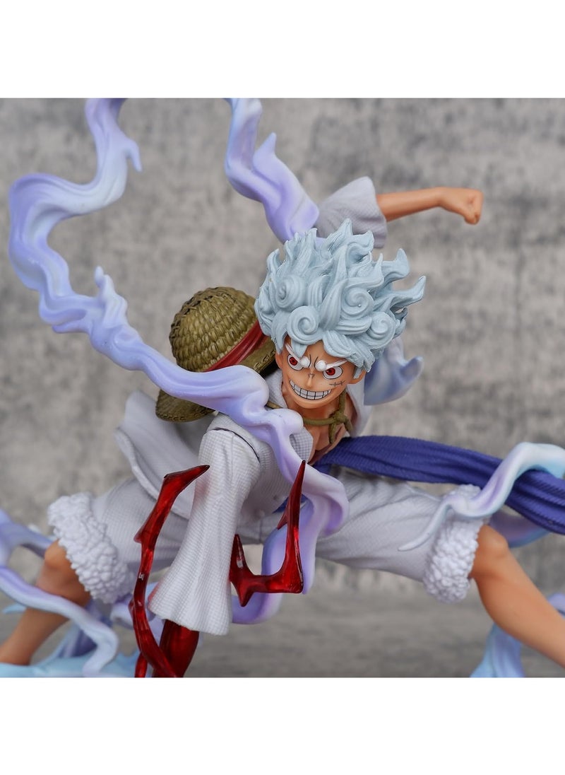 Blue Halo Monkey D Luffy Gear 5 Action Figure Height -16cm Multi-color PVC Collectible |Luffy Ground Punch