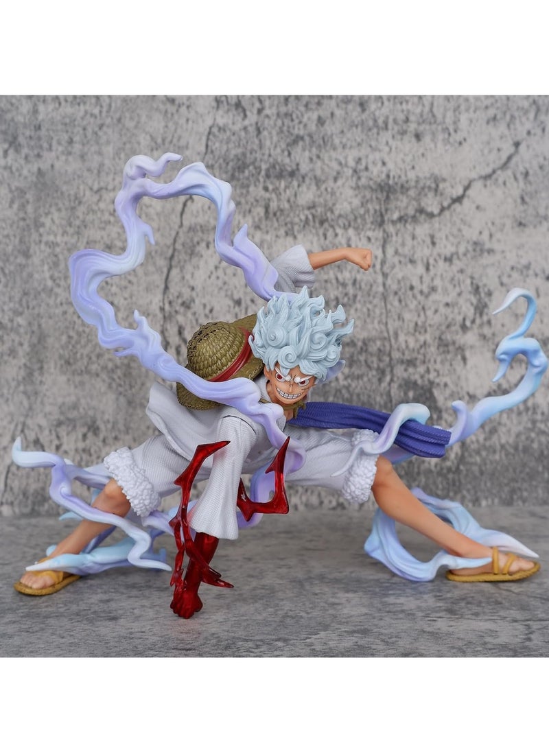 Blue Halo Monkey D Luffy Gear 5 Action Figure Height -16cm Multi-color PVC Collectible |Luffy Ground Punch