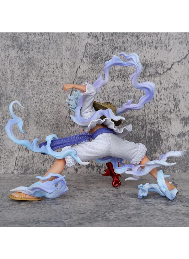 Blue Halo Monkey D Luffy Gear 5 Action Figure Height -16cm Multi-color PVC Collectible |Luffy Ground Punch