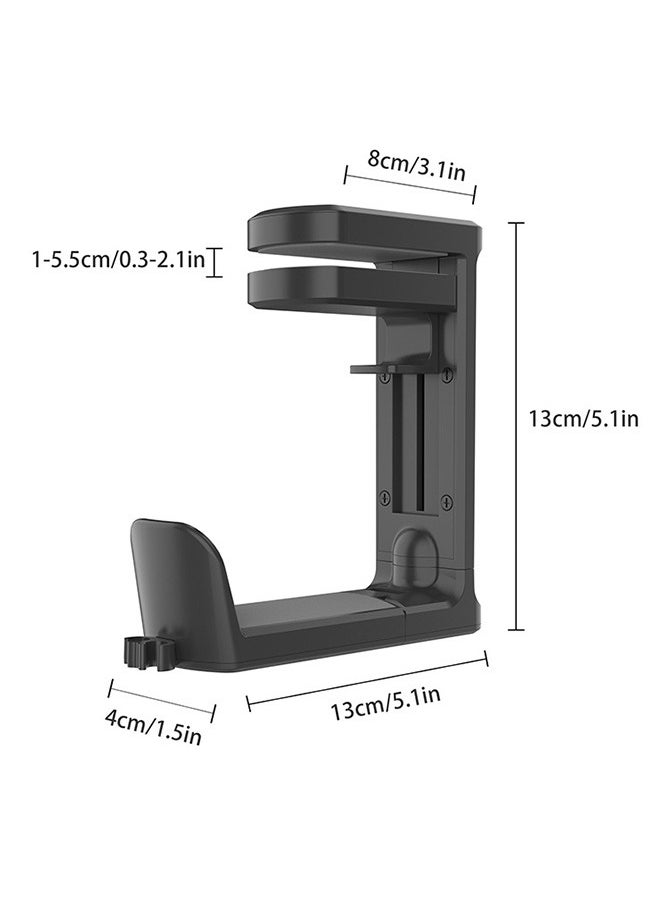Generic PC Gaming Headset Headphone Hook Holder Hanger Mount, Headphones Stand with Adjustable & Rotating Arm Clamp, Under Desk Design, Universal Fit, Built in Cable Clip Organizer (Gaming Black)  - Image 5