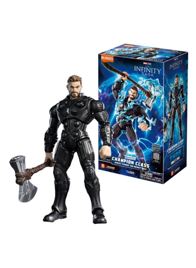 BLOKEES Marvel Infinity Saga Thor Champion Class Model Kit | 94 PCS Collectible Buildable Action Figure with Stormbreaker | STEM Construction Toy for Kids & Adults | Pose & Display - Image 1