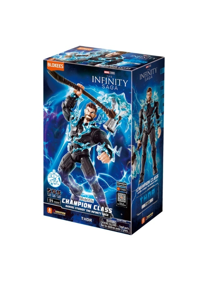 BLOKEES Marvel Infinity Saga Thor Champion Class Model Kit | 94 PCS Collectible Buildable Action Figure with Stormbreaker | STEM Construction Toy for Kids & Adults | Pose & Display - Image 5