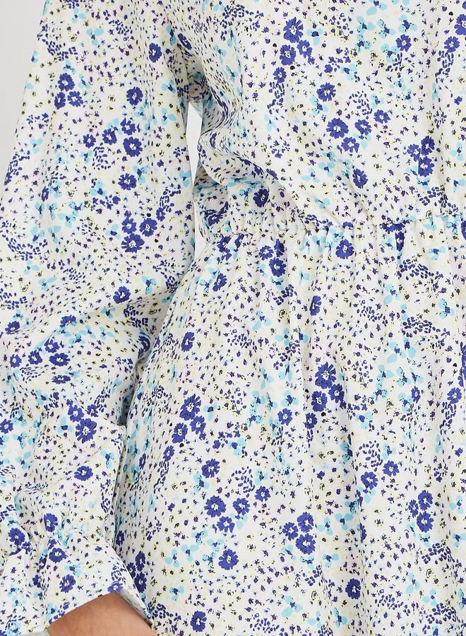 Take Two Take Two Ditsy Floral Print Long Sleeve A-Line Midi Dress