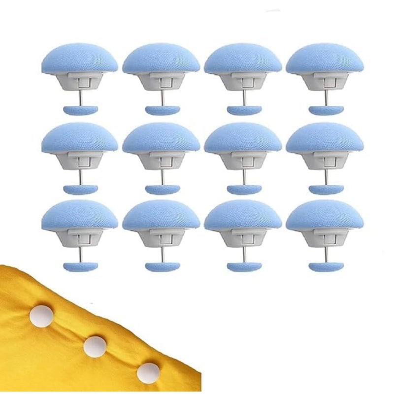 POPSHY POPSHY Pack of 8 Duvet Clips - Cotton Mushroom Shape Bed Sheet Clips, Non-Slip Cover Fixator, Comforter Quilt Holder with One-Key Unlock for Blanket, Bed Sheet, Socks, Curtain,Matters (Blue)  - Image 4