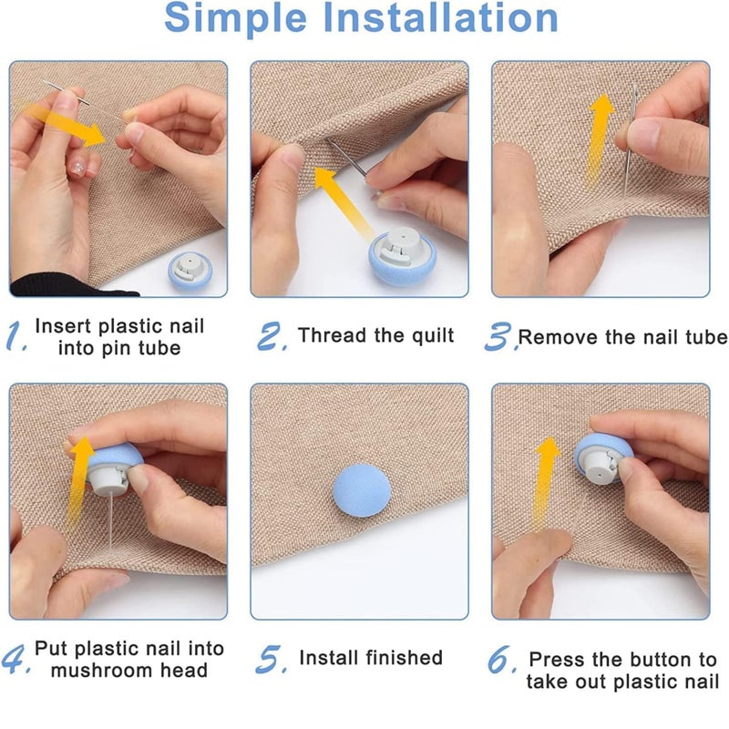 POPSHY POPSHY Pack of 8 Duvet Clips - Cotton Mushroom Shape Bed Sheet Clips, Non-Slip Cover Fixator, Comforter Quilt Holder with One-Key Unlock for Blanket, Bed Sheet, Socks, Curtain,Matters (Blue)  - Image 5