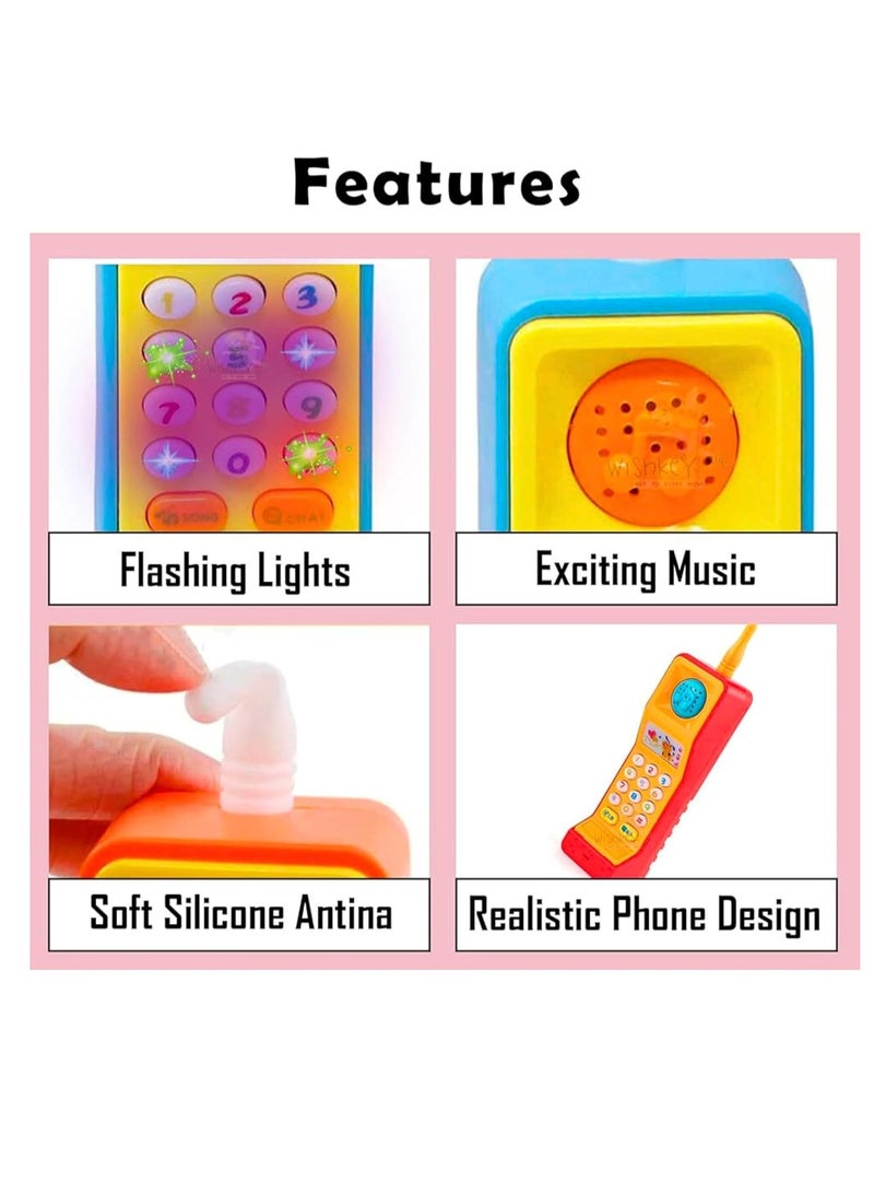 MAGIC VAULT Kids Phone Toys, 4pcs Kids Electronic Mobile Toy Phone - nteractive Plastic Keypad Cell Phone with Music, Lights 5 Neck Strap Lanyard, Talking, Animal Sounds for Baby Toddlers Boys and Girls - Image 2