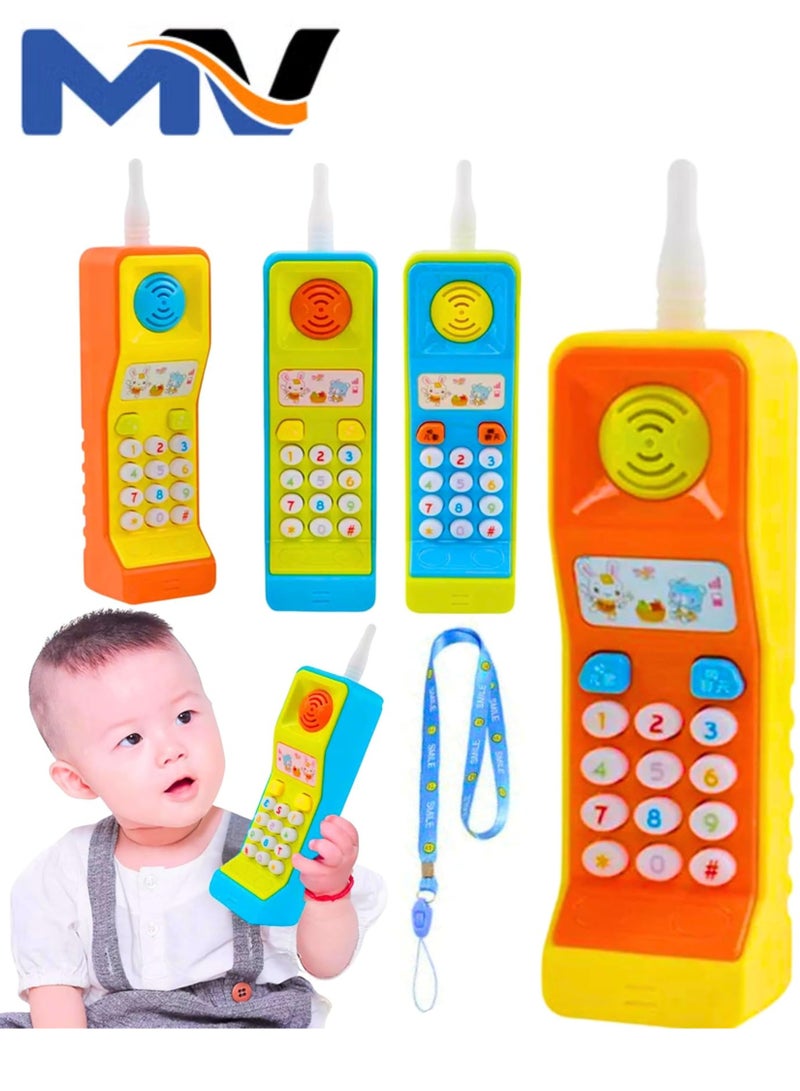 MAGIC VAULT Kids Phone Toys, 4pcs Kids Electronic Mobile Toy Phone - nteractive Plastic Keypad Cell Phone with Music, Lights 5 Neck Strap Lanyard, Talking, Animal Sounds for Baby Toddlers Boys and Girls - Image 1