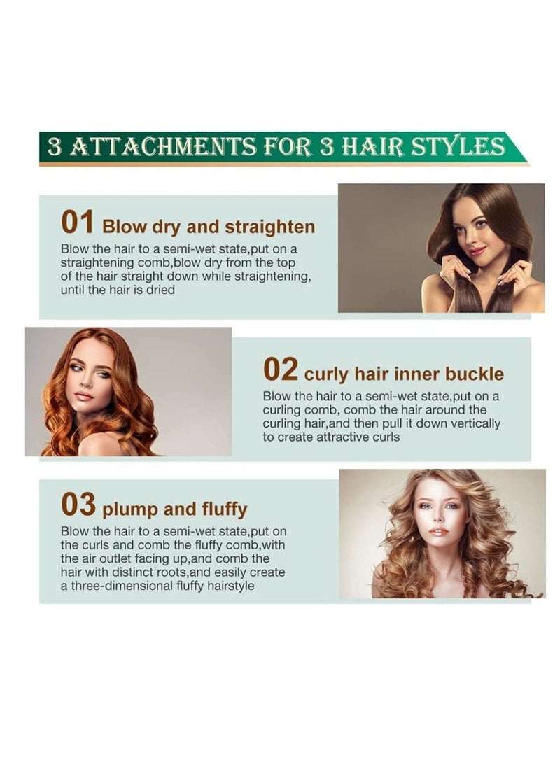 ELTRAZONE New Electric Hair Dryer Blow Dryer Comb Rotating Hot Air Brush 3 In 1 Hairdryer Hair Blower Brush Hair Curler Auto Curling Iron (Green) - Image 4