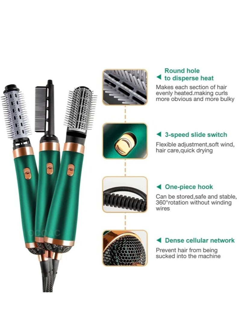 ELTRAZONE New Electric Hair Dryer Blow Dryer Comb Rotating Hot Air Brush 3 In 1 Hairdryer Hair Blower Brush Hair Curler Auto Curling Iron (Green) - Image 3