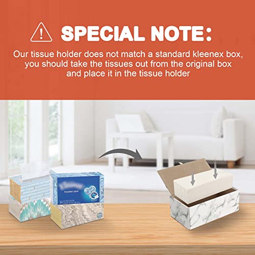 LADSTAG Tissue Box Cover, PU Leather Tissue Box Holder Rectangular Tissue Holders for Home/Office/Car Decoration 9.84"X5.23"X3.77" - Phnom Penh Marble - Image 4