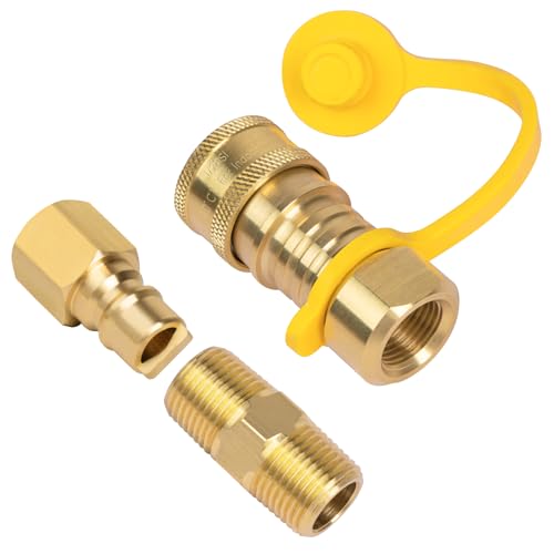 GASPRO 3/8 Inch Natural Gas Quick Connect Fittings, Natural and Propane Gas Hose Plug Set, 100% Solid Brass - Image 1