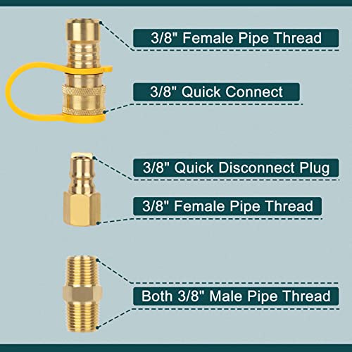 GASPRO 3/8 Inch Natural Gas Quick Connect Fittings, Natural and Propane Gas Hose Plug Set, 100% Solid Brass - Image 2