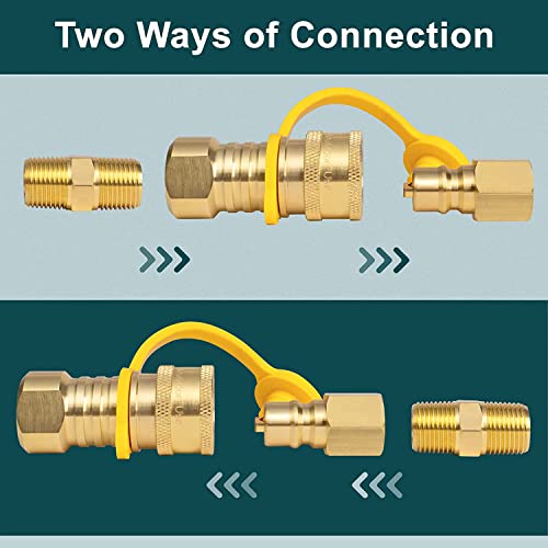 GASPRO 3/8 Inch Natural Gas Quick Connect Fittings, Natural and Propane Gas Hose Plug Set, 100% Solid Brass - Image 4