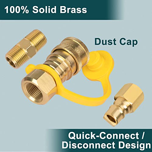 GASPRO 3/8 Inch Natural Gas Quick Connect Fittings, Natural and Propane Gas Hose Plug Set, 100% Solid Brass - Image 5