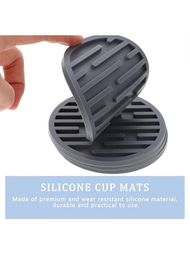 Homestic Homestic 6 Pcs Anti-Skid Tea Coaster with Holder - Silicone Round Tea Cup & Water Glass Cover Top Lid for Teapoy - Grey  - Image 5