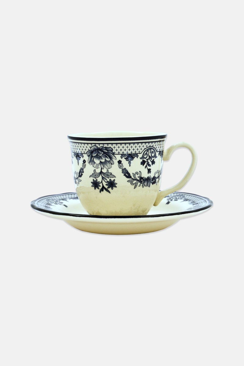 Legend Porcelain 2 Pieces Avalora Floral Pattern Tea Cup With Saucer Set 200 ml, Multicolor - Image 1