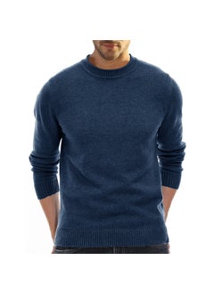 Generic Mens Knit Sweater Short Sleeve Thick Turtleneck Flower Blue  - Image 1